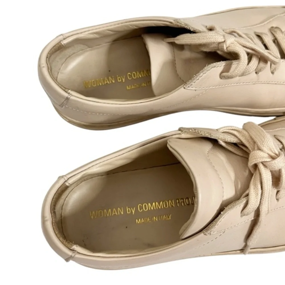Common Projects Achilles Low Sneakers Beige Leather Lace Up‎ Women's Size 7